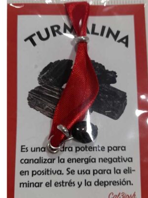 Pulsera cinta roja Turmalina negra