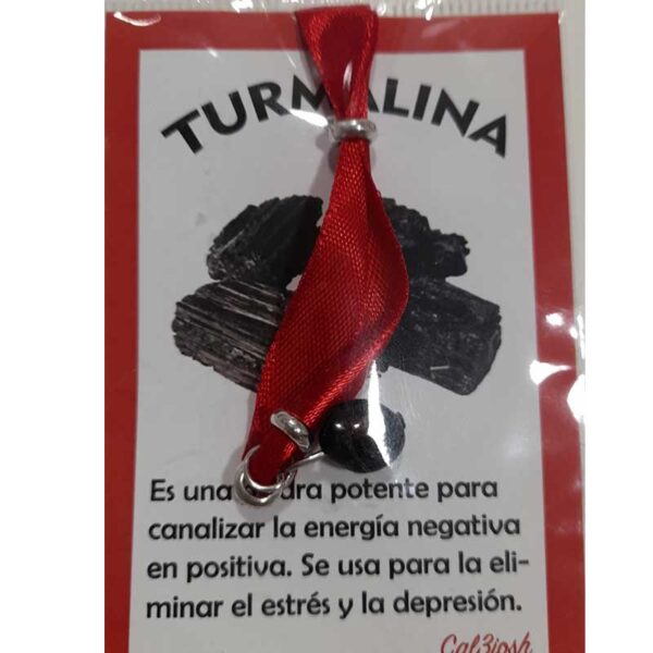 Pulsera cinta roja Turmalina negra