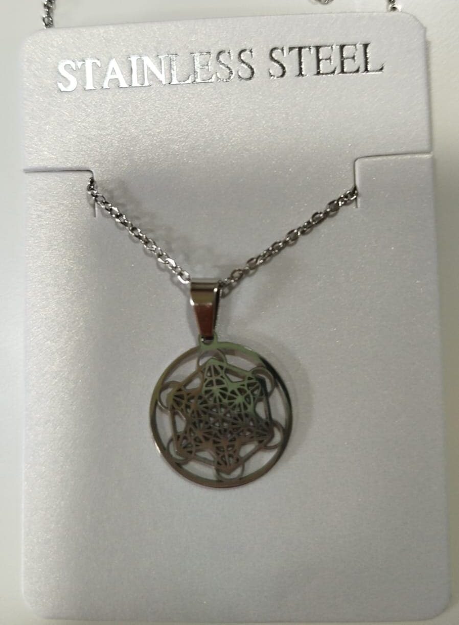 Colgante cubo de Metatrón geometría sagrada acero inoxidable