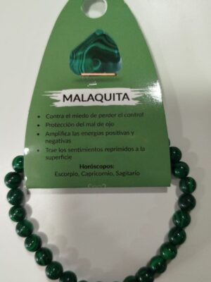 Pulsera de malaquita natural 6mm para protección emocional