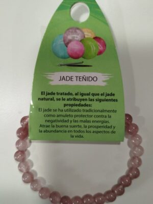 Pulsera jade teñido rosa 6mm