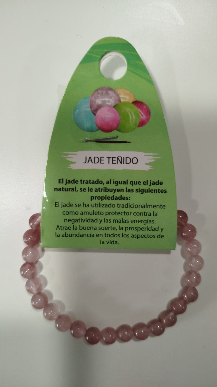 Pulsera jade teñido rosa 6mm