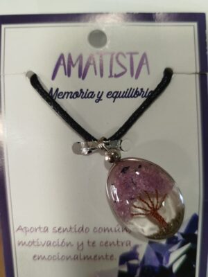Colgante de amatista con Árbol de la Vida para protección emocional