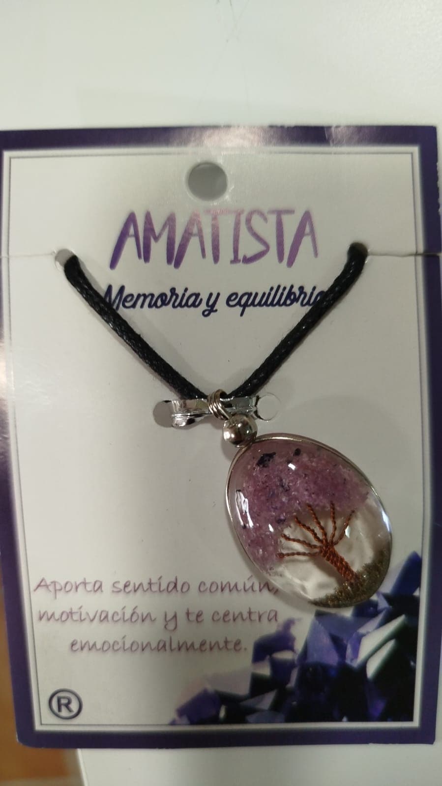 Colgante de amatista con Árbol de la Vida para protección emocional