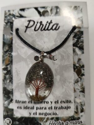 Colgante con pirita y Árbol de la Vida para atraer abundancia y éxito