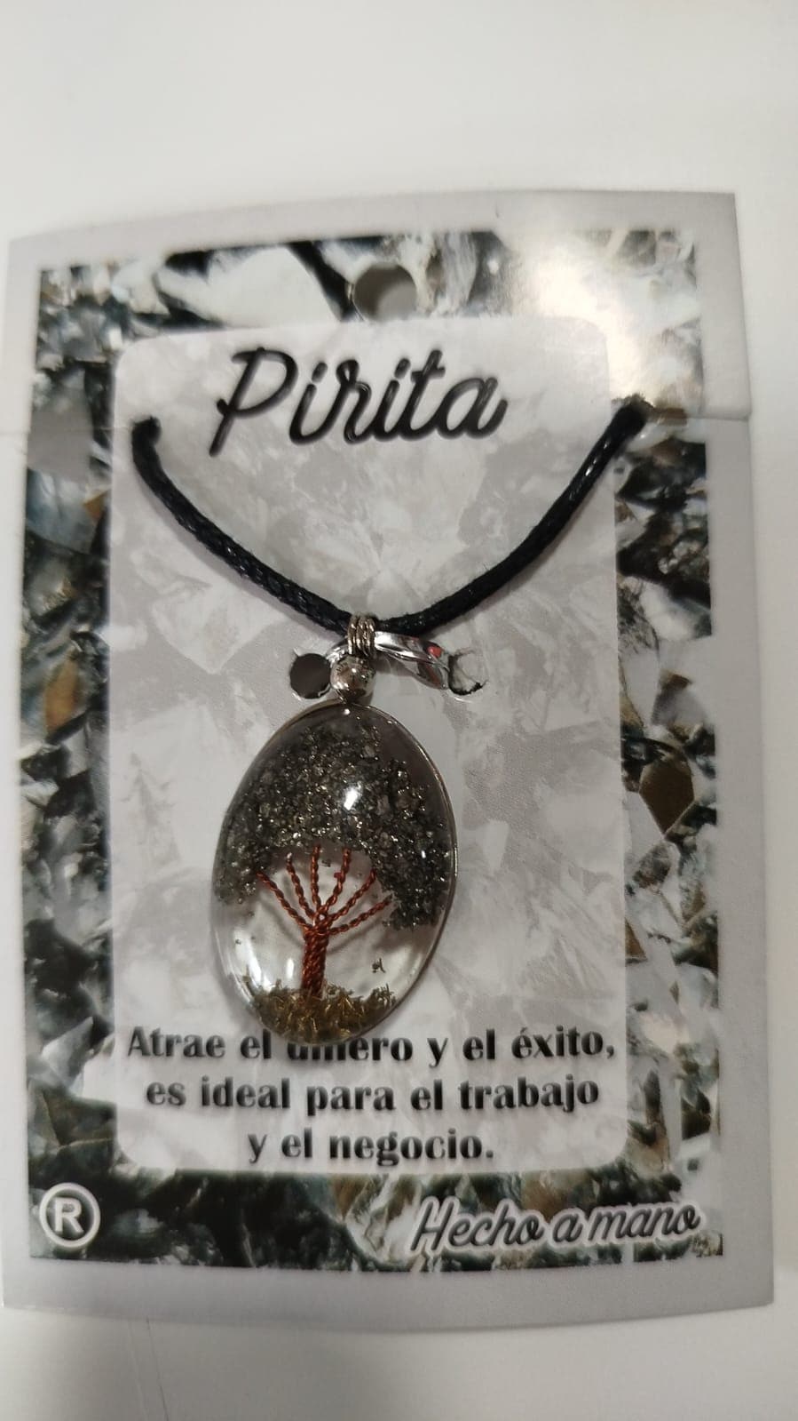 Colgante con pirita y Árbol de la Vida para atraer abundancia y éxito