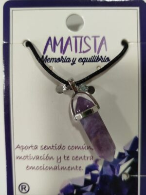 Colgante de punta de amatista con cordón negro para equilibrio emocional