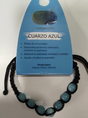 Pulsera trenzada con cuentas de cuarzo azul natural