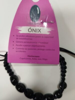 Pulsera elástica de ónix negro para protección energética