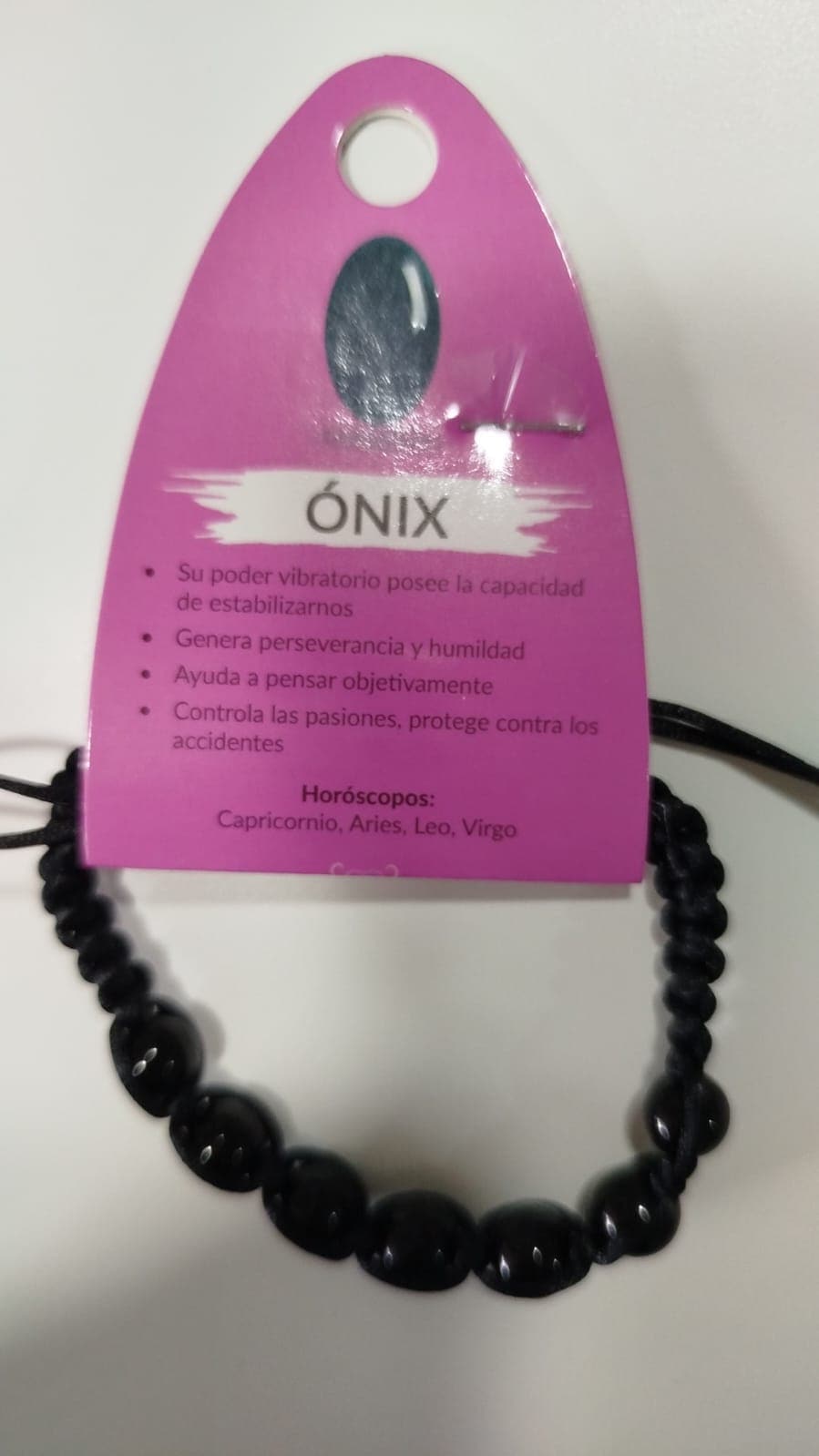 Pulsera elástica de ónix negro para protección energética