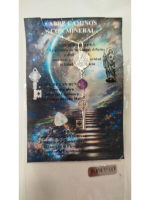 3 protecciones en Colgante y Abrecaminos en plata de ley con cadena amatista