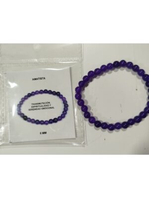 Pulsera amatista mineral natural bolas de 6 mm