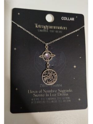 Colgante 3 protecciones doble Amuleto y piedra Amatista con Cadena